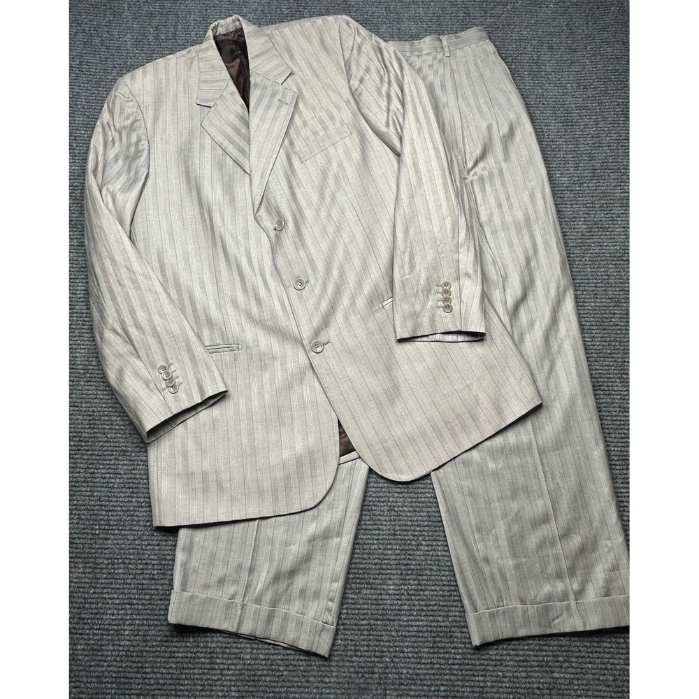 Jean Paul Suit Mens 46 Long Beige Wool 2 Piece Super 150s Classic Fit Italy